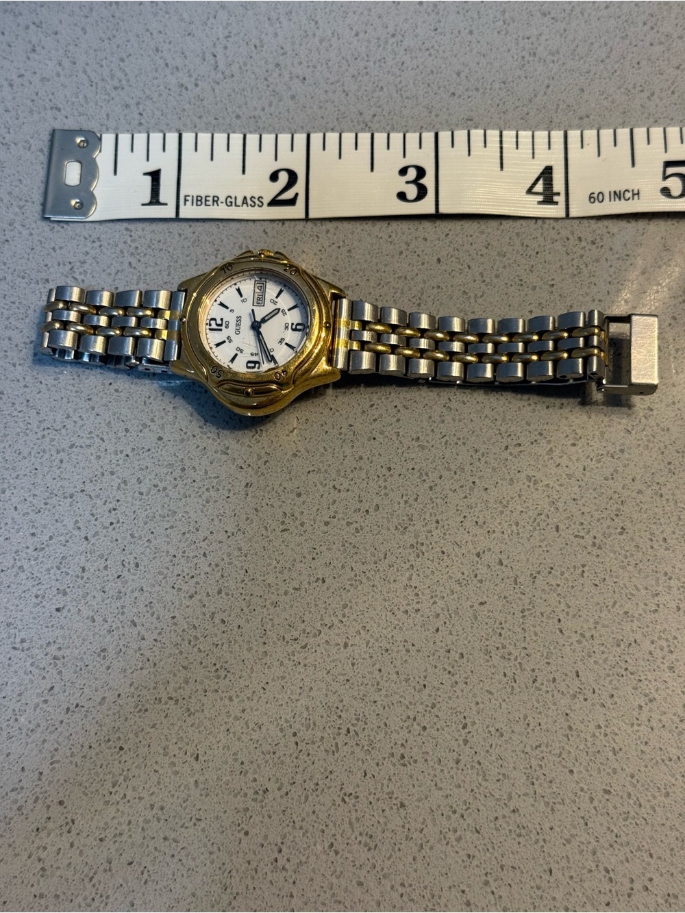 Guess Two-Tone Gold and Silver Women's Bracelet Watch with White Dial